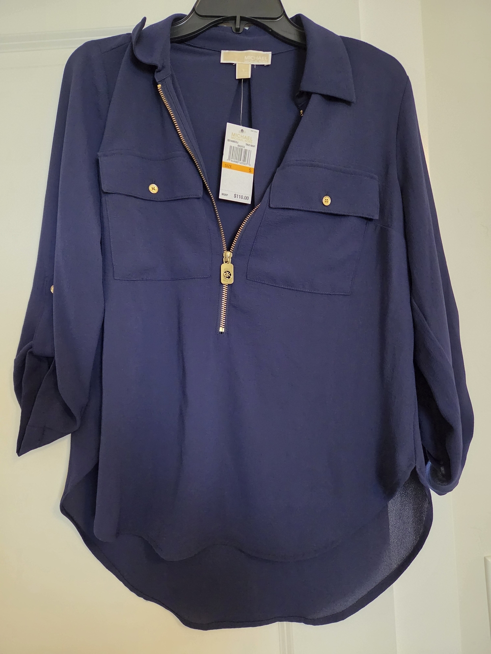 Michael Kors Navy Gold-Zip Pullover Tunic